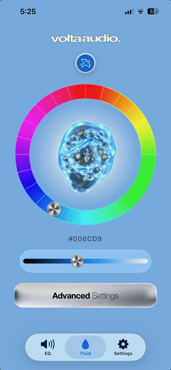 The Volta app on iPhone, choosing an LED color on the color wheel